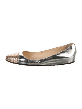 Jimmy Choo Leather Colorblock Pattern Ballet Flats