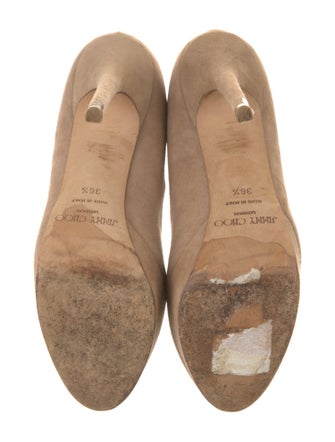 Jimmy Choo Suede Leather Trim Embellishment Pumps