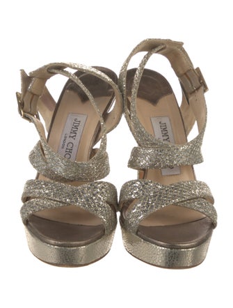 Jimmy Choo Glitter Glitter Accents Slingback Sandals