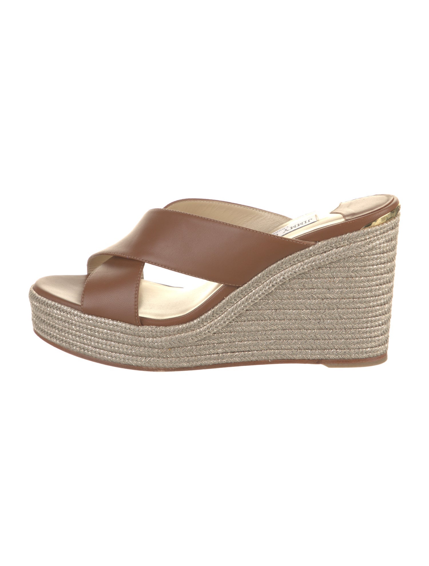 Jimmy Choo Leather Glitter Accents Espadrilles