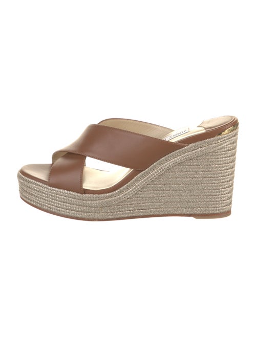 Jimmy Choo Leather Glitter Accents Espadrilles