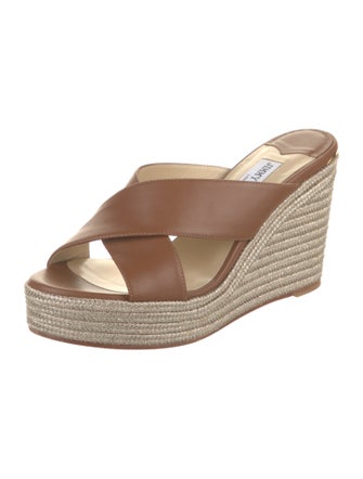 Jimmy Choo Leather Glitter Accents Espadrilles