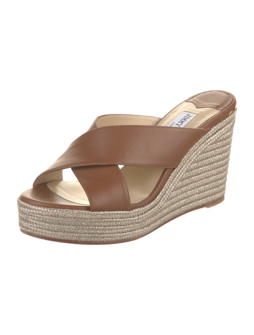 Jimmy Choo Leather Glitter Accents Espadrilles