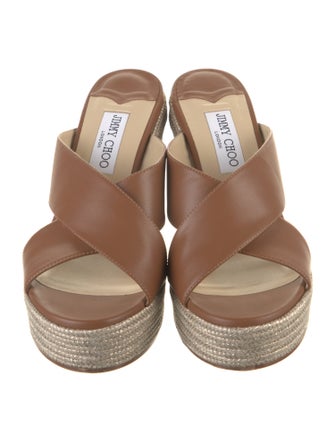 Jimmy Choo Leather Glitter Accents Espadrilles