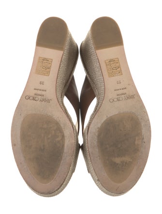 Jimmy Choo Leather Glitter Accents Espadrilles