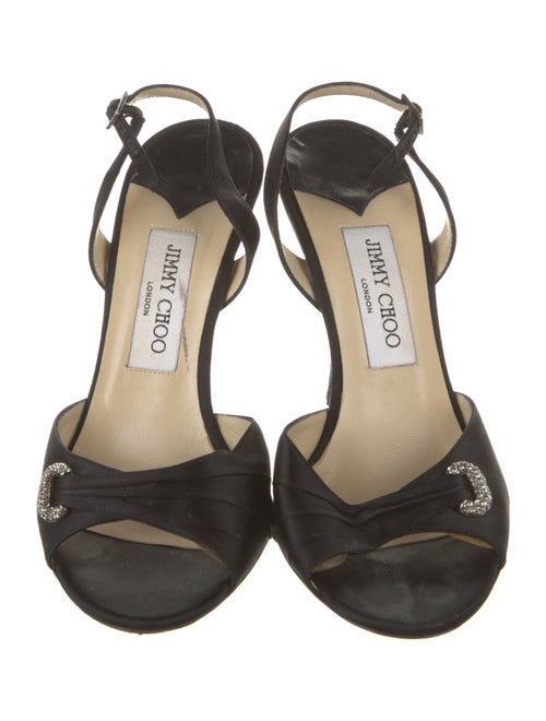 Jimmy Choo Satin Crystal Embellishments Slingback Sandals