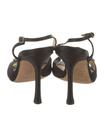 Jimmy Choo Satin Crystal Embellishments Slingback Sandals