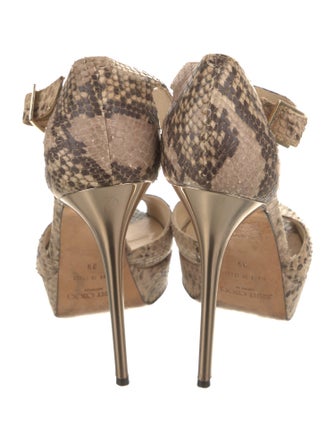 Jimmy Choo Snakeskin Animal Print T-Strap Pumps