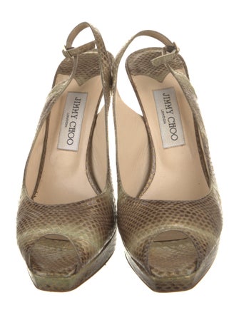 Jimmy Choo Snakeskin Animal Print Slingback Pumps