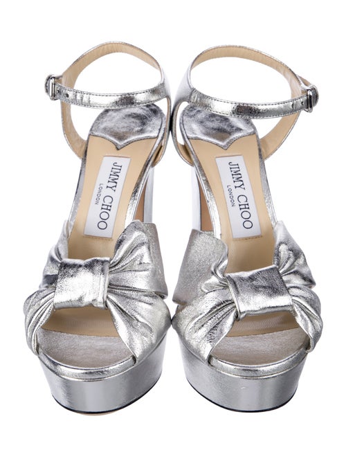 Jimmy Choo Leather Pleated Accents Sandals