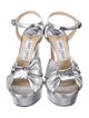 Jimmy Choo Leather Pleated Accents Sandals