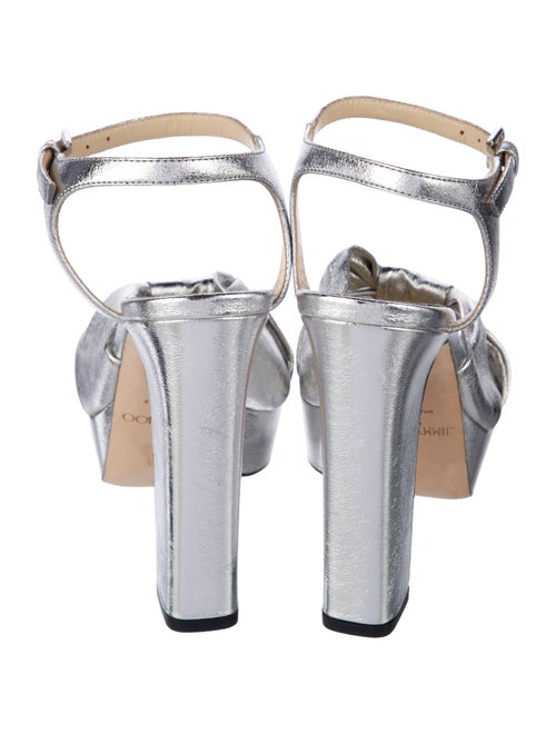 Jimmy Choo Leather Pleated Accents Sandals