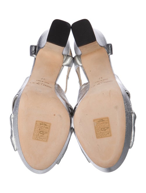 Jimmy Choo Leather Pleated Accents Sandals