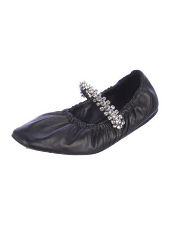 Jimmy Choo Leather Crystal Embellishments Mary Jane Flats
