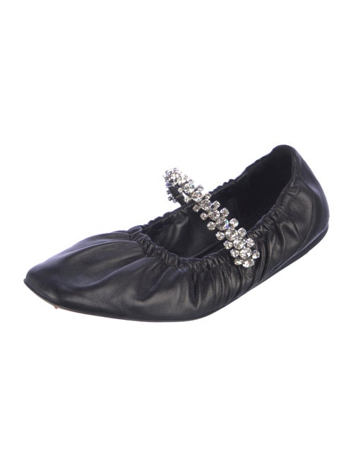Jimmy Choo Leather Crystal Embellishments Mary Jane Flats