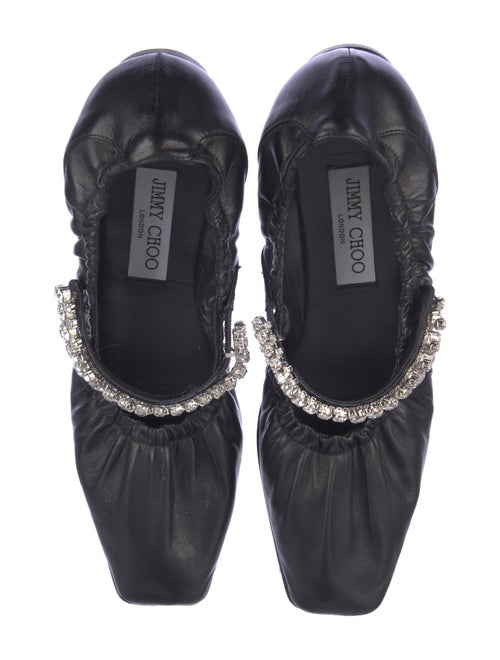 Jimmy Choo Leather Crystal Embellishments Mary Jane Flats