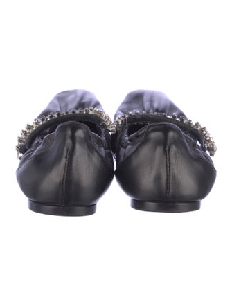 Jimmy Choo Leather Crystal Embellishments Mary Jane Flats