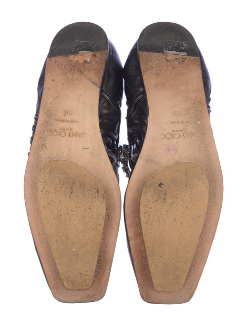 Jimmy Choo Leather Crystal Embellishments Mary Jane Flats