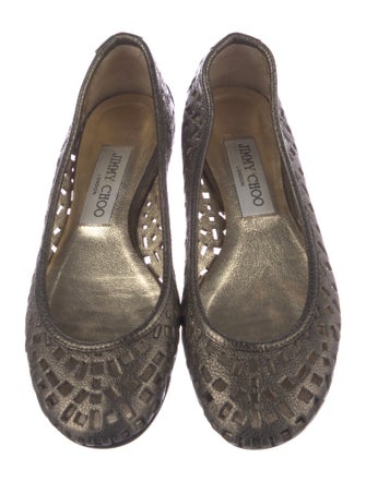 Jimmy Choo Leather Lasercut Accents Ballet Flats