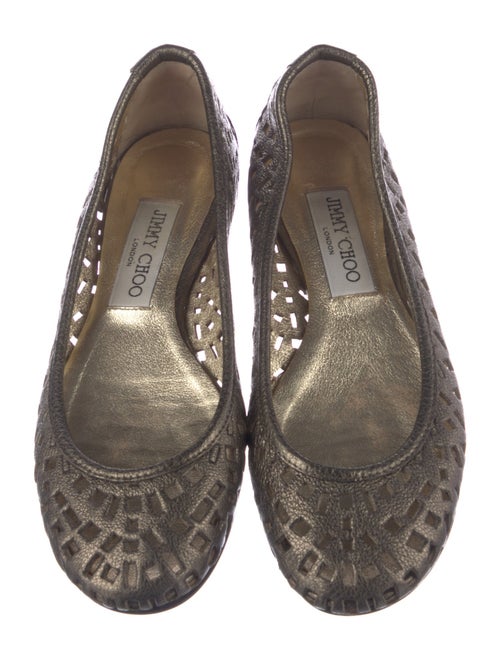 Jimmy Choo Leather Lasercut Accents Ballet Flats