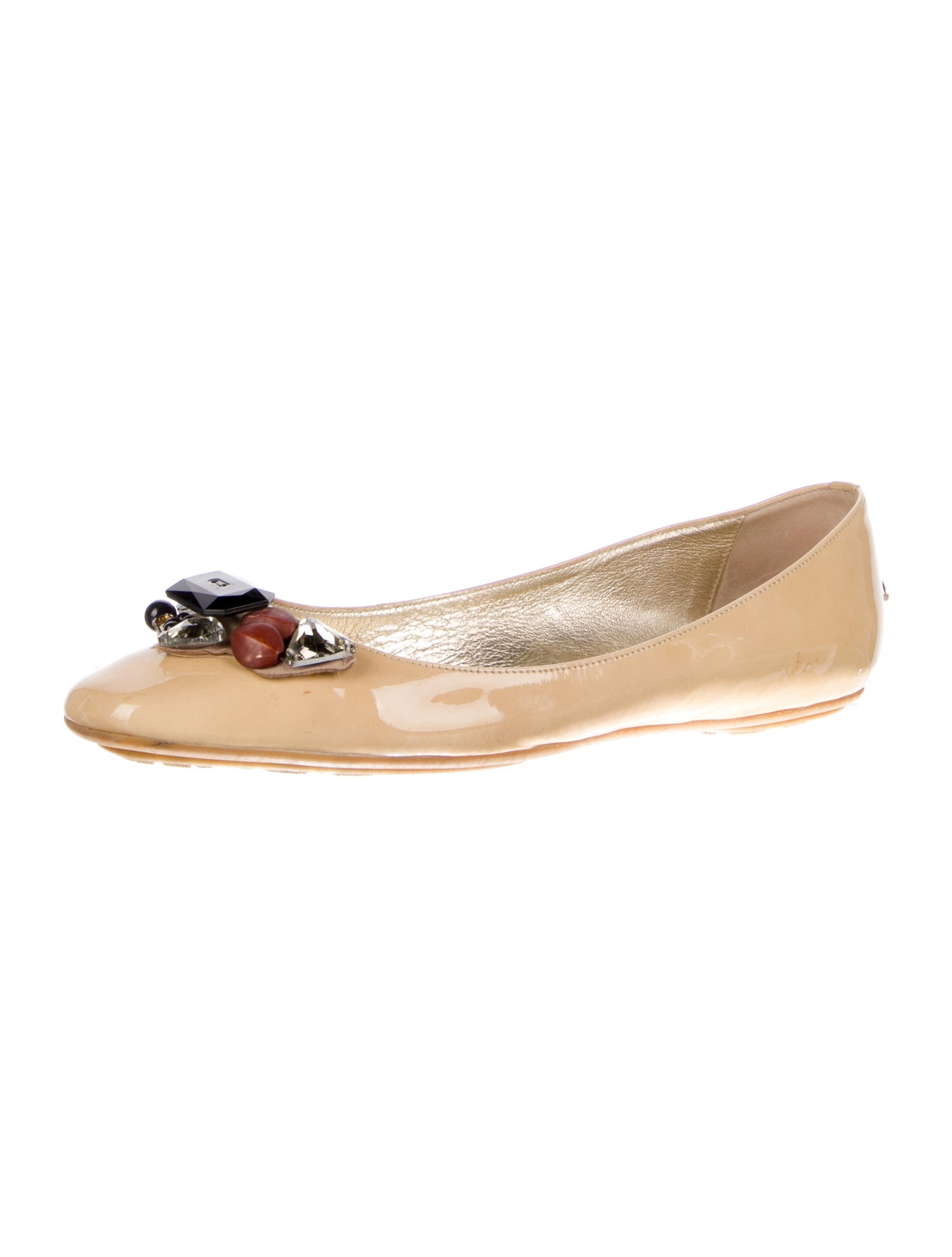 Jimmy Choo Patent Leather Crystal Embellishments Ballet Flats