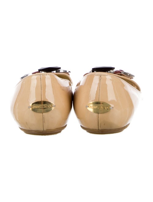 Jimmy Choo Patent Leather Crystal Embellishments Ballet Flats