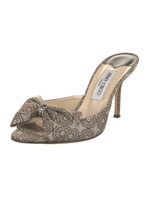 Jimmy Choo Floral Print Bow Accents Mules