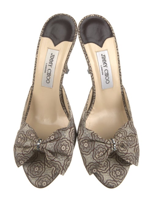 Jimmy Choo Floral Print Bow Accents Mules
