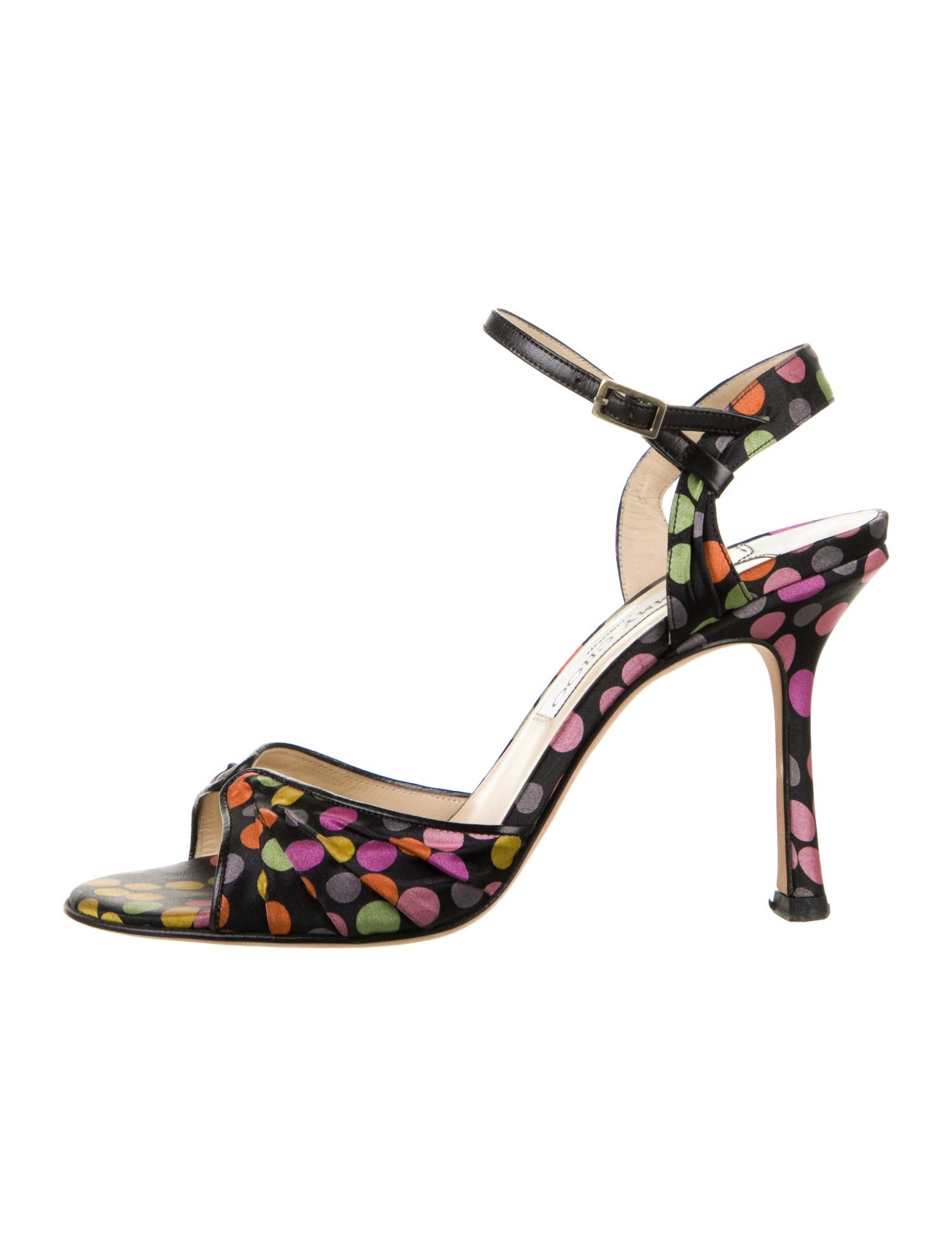 Jimmy Choo Polka Dot Print Pleated Accents Sandals