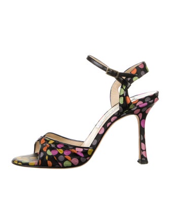 Jimmy Choo Polka Dot Print Pleated Accents Sandals