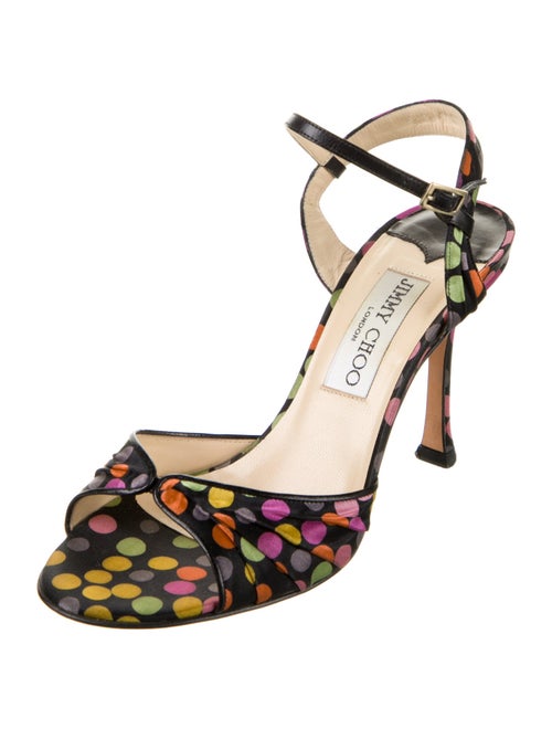 Jimmy Choo Polka Dot Print Pleated Accents Sandals