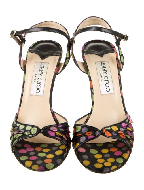 Jimmy Choo Polka Dot Print Pleated Accents Sandals