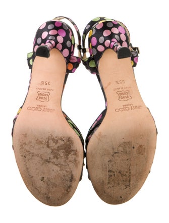Jimmy Choo Polka Dot Print Pleated Accents Sandals