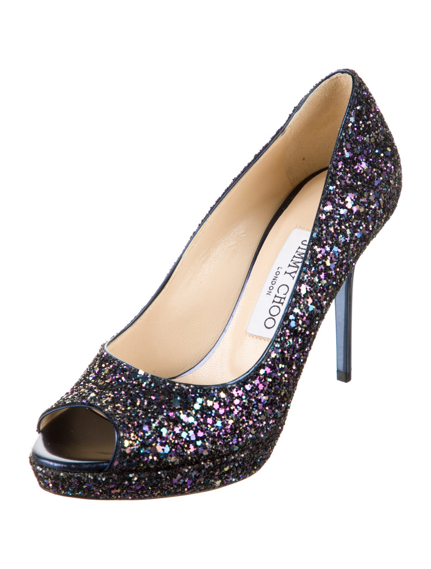 Jimmy Choo Glitter Colorblock Pattern Pumps