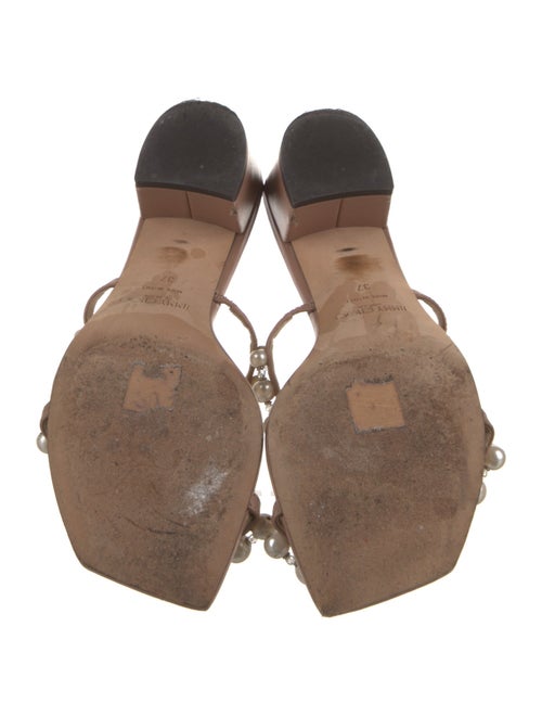 Jimmy Choo Faux Pearl Accents Leather Slides