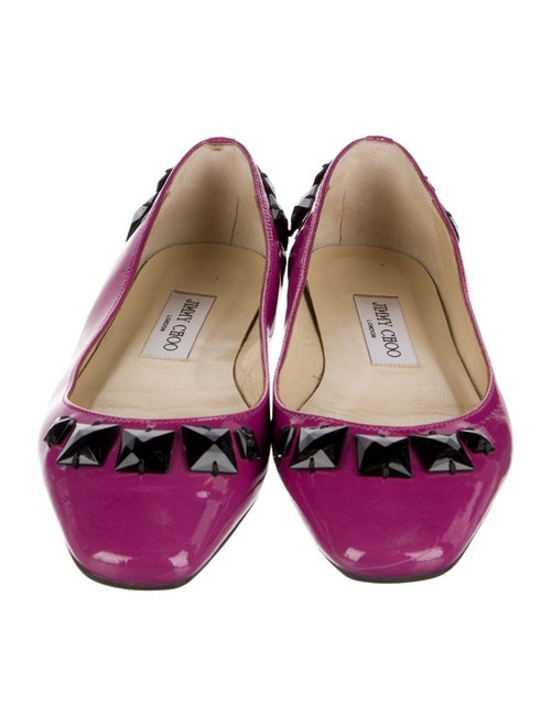 Jimmy Choo Patent Leather Studded Accents Ballet Flats