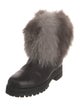 Jimmy Choo Leather Fur Trim Lace-Up Boots