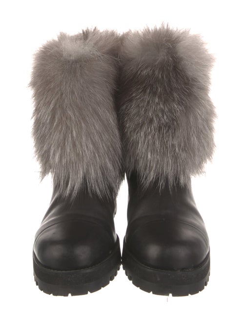 Jimmy Choo Leather Fur Trim Lace-Up Boots