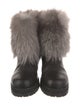 Jimmy Choo Leather Fur Trim Lace-Up Boots