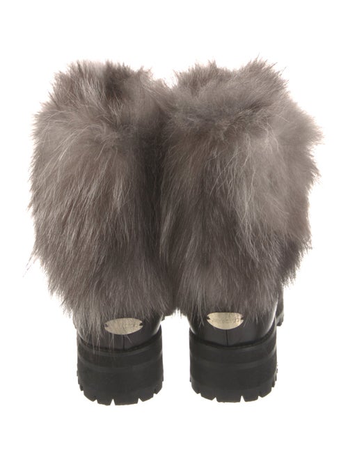 Jimmy Choo Leather Fur Trim Lace-Up Boots