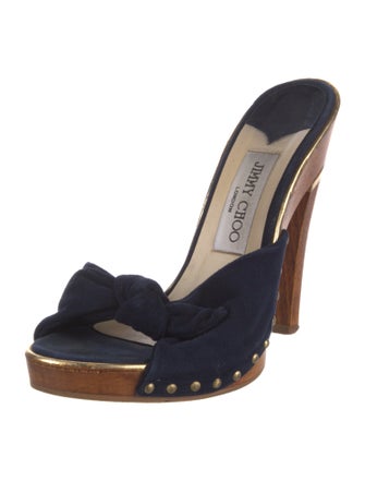 Jimmy Choo Suede Floral Print Slides