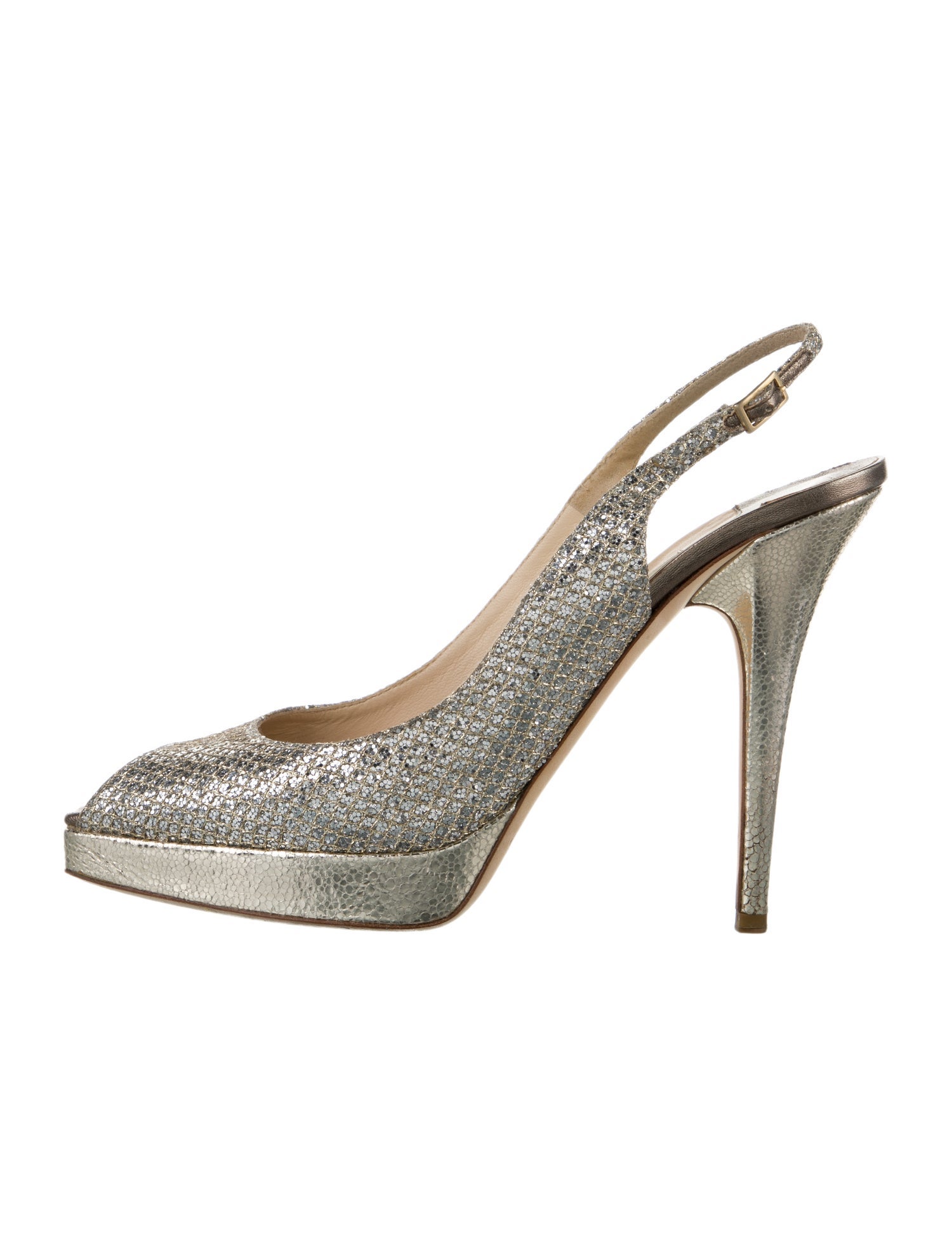 Jimmy Choo Glitter Cutout Accent Slingback Pumps