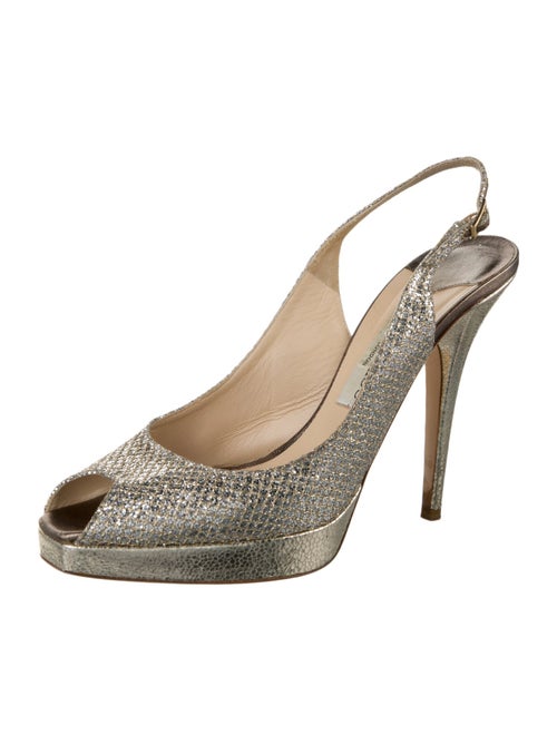 Jimmy Choo Glitter Cutout Accent Slingback Pumps