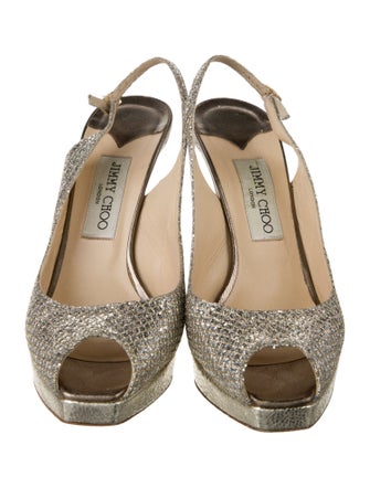 Jimmy Choo Glitter Cutout Accent Slingback Pumps