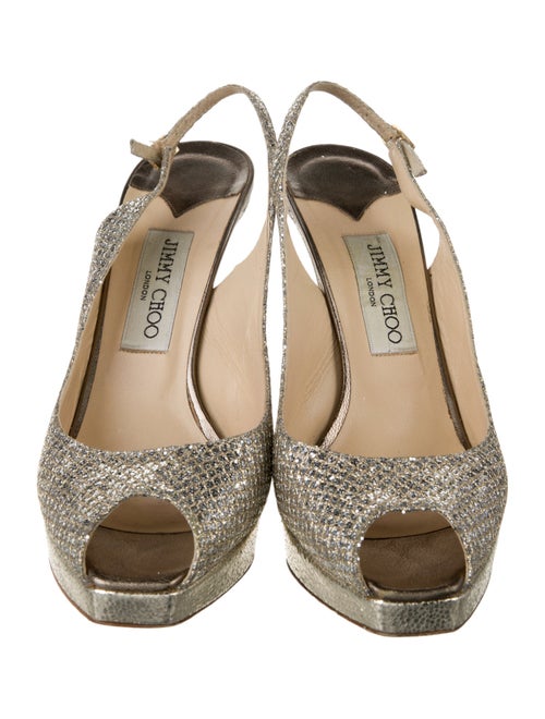 Jimmy Choo Glitter Cutout Accent Slingback Pumps