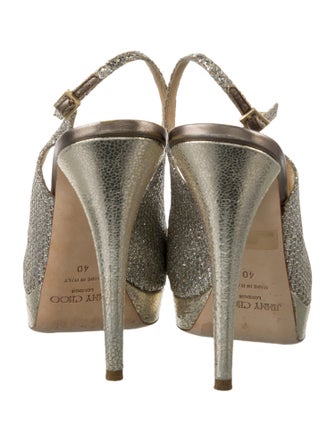 Jimmy Choo Glitter Cutout Accent Slingback Pumps