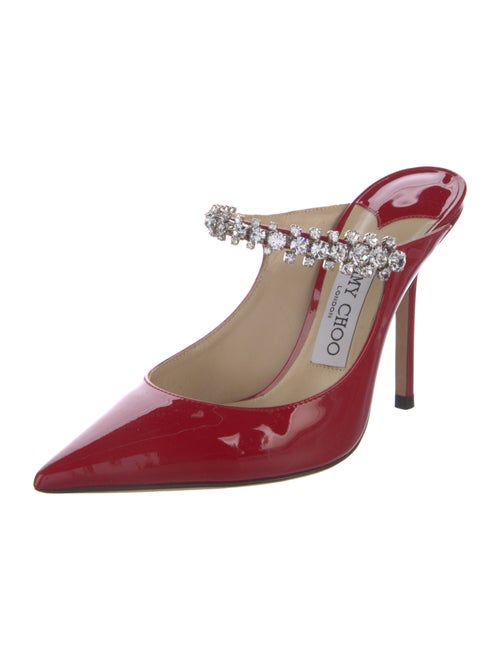Jimmy Choo Patent Leather Crystal Embellishments Mules