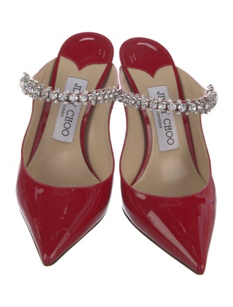 Jimmy Choo Patent Leather Crystal Embellishments Mules