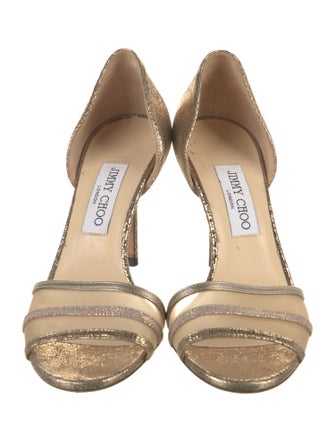 Jimmy Choo Leather Mesh Accents Sandals