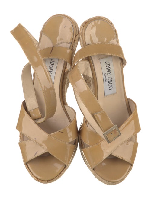 Jimmy Choo Patent Leather Braided Accents Espadrilles